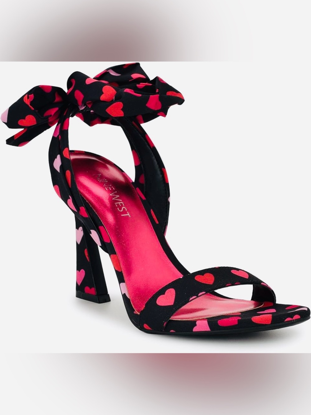 Nine West Ankle Wrap Heart Pattern Block Heels 💕
